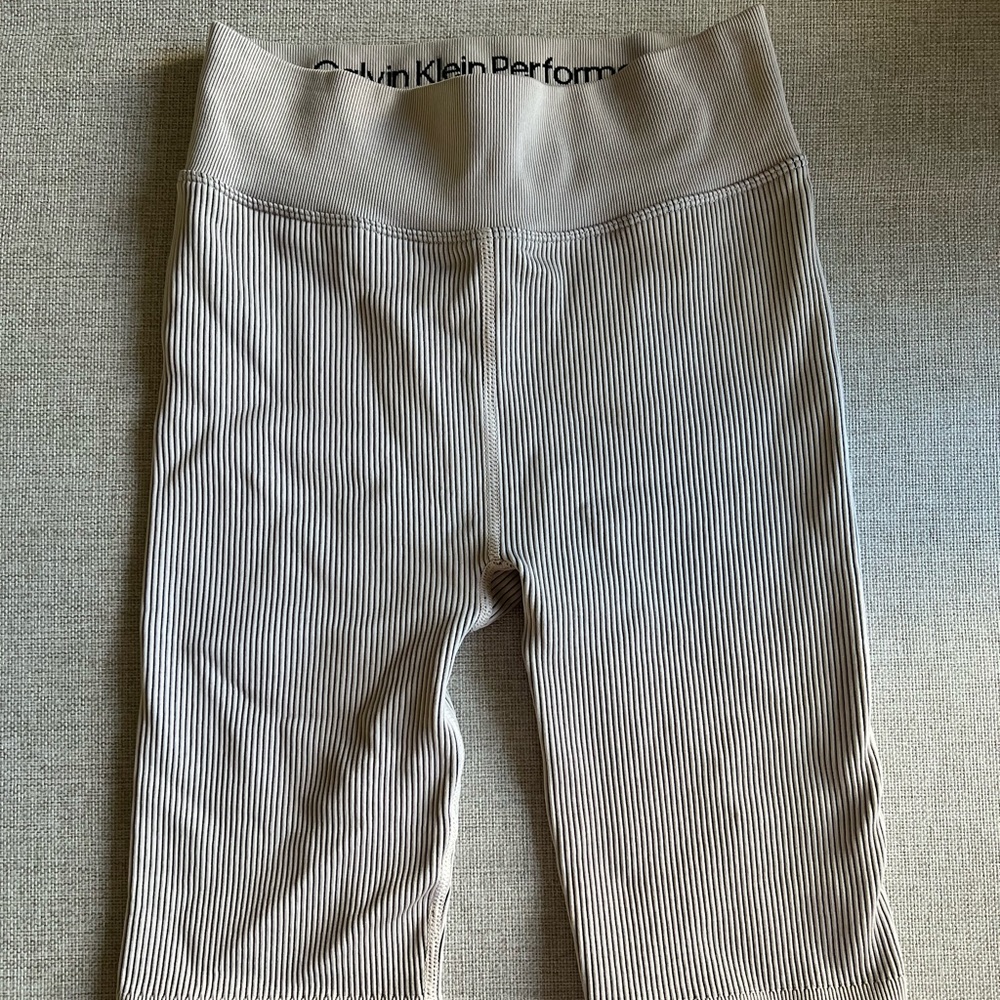 Calvin | Cream Ribbed Biker Shorts